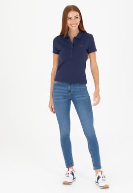 Kadın Lacivert Basic Polo Yaka Tişört - 50266348008