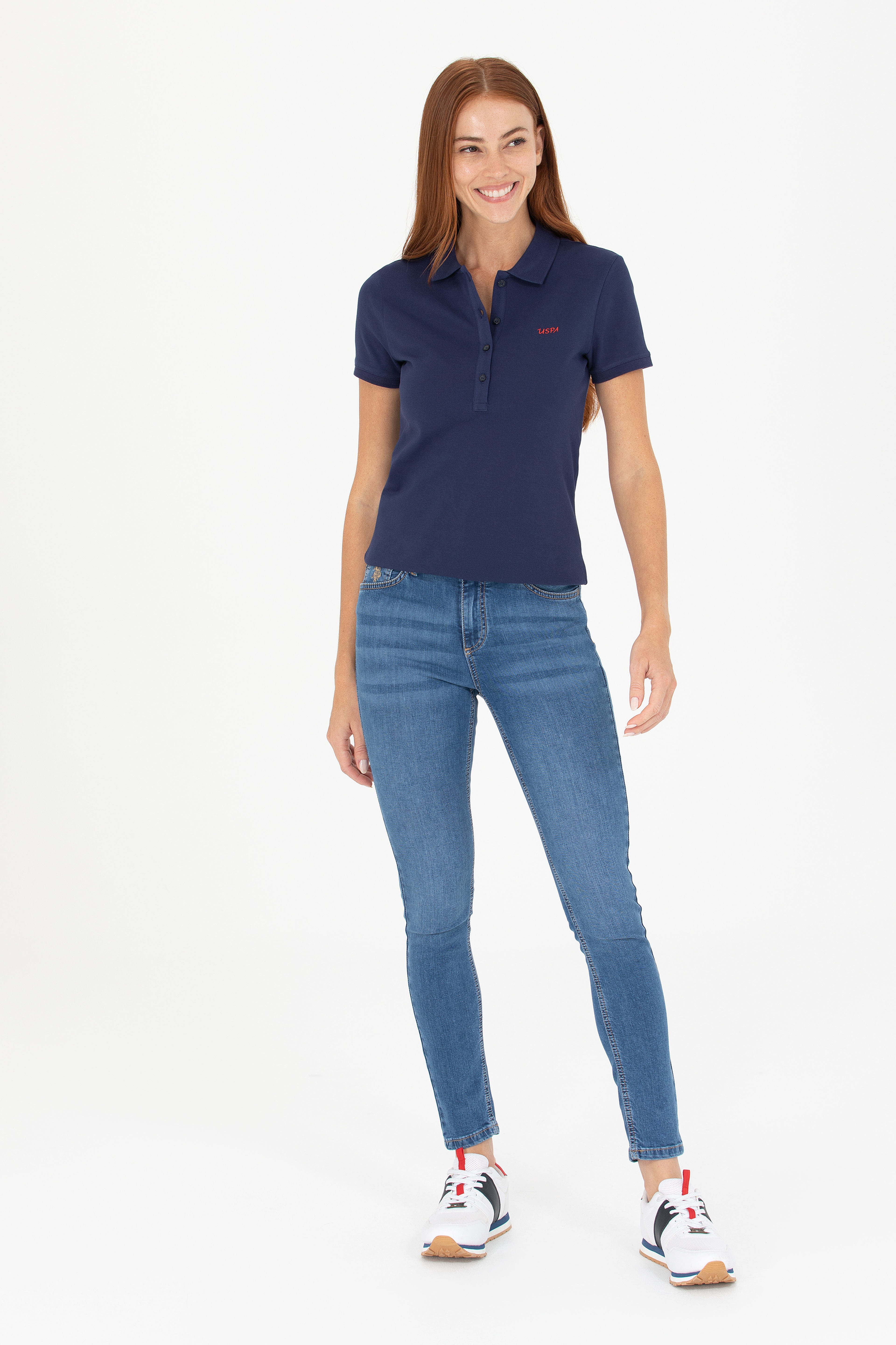 Kadın Lacivert Basic Polo Yaka Tişört