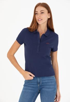 Kadın Lacivert Basic Polo Yaka Tişört - 50266348008
