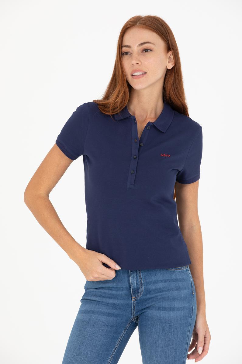 Kadın Lacivert Basic Polo Yaka Tişört