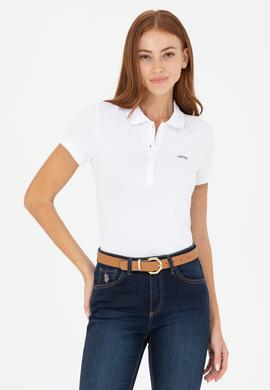 Kadın Beyaz Basic Polo Yaka Tişört - 50266348104