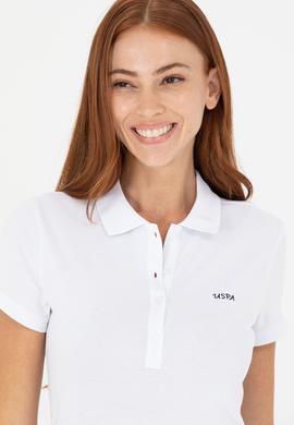 Kadın Beyaz Basic Polo Yaka Tişört - 50266348104