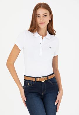 Kadın Beyaz Basic Polo Yaka Tişört - 50266348104