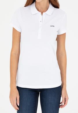 Kadın Beyaz Basic Polo Yaka Tişört - 50266348104