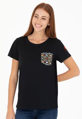 Kadın Siyah Bisiklet Yaka Tişört - 50271647022