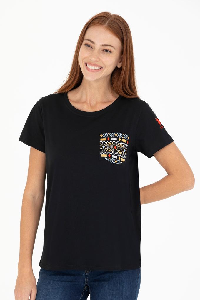 Kadın Siyah Bisiklet Yaka Tişört