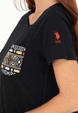 Kadın Siyah Bisiklet Yaka Tişört - 50271647022