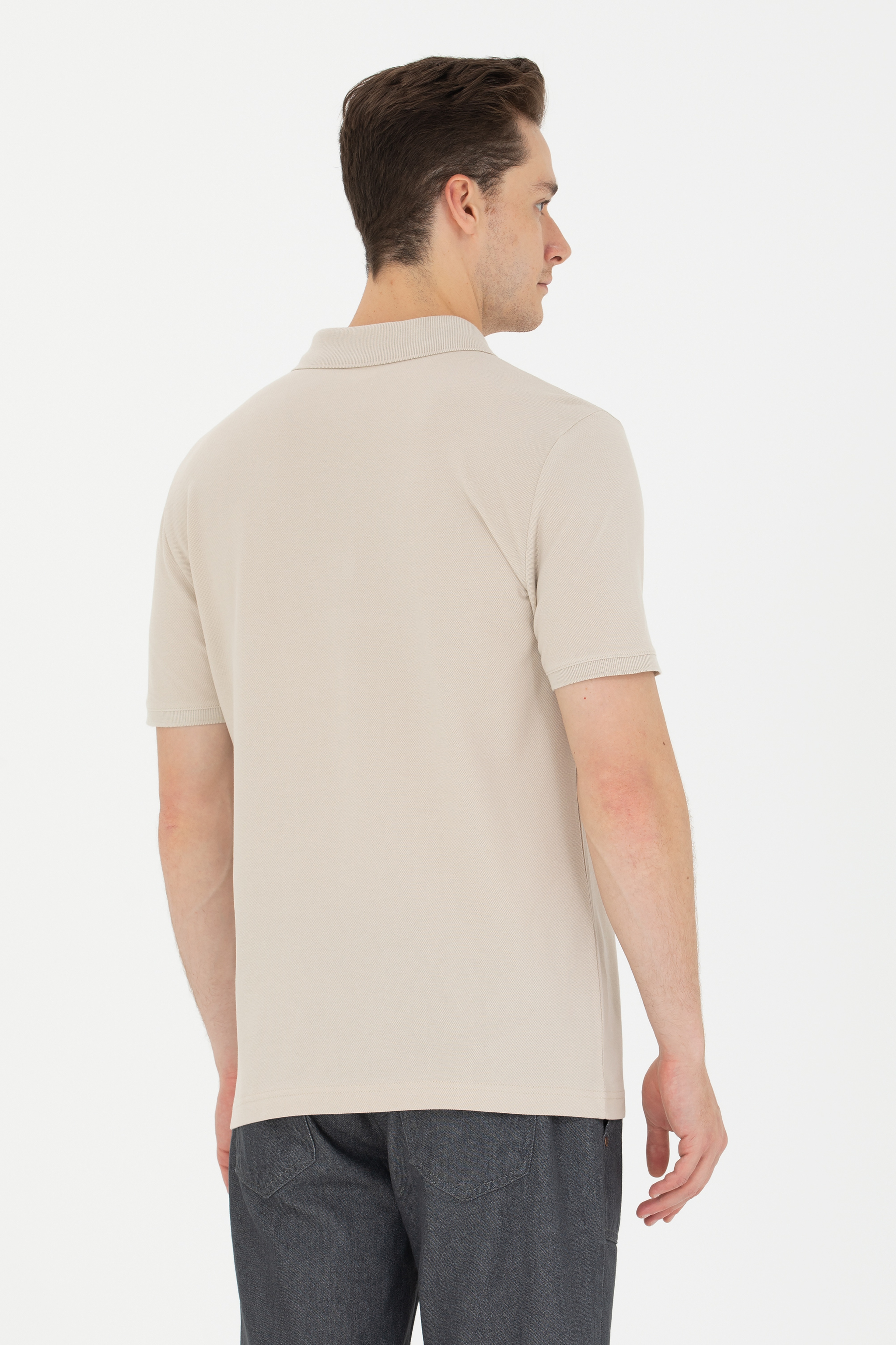 Erkek Taş Polo Yaka Tişört - Image 5