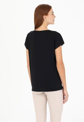 Kadın Siyah V Yaka Tişört - 50266308023