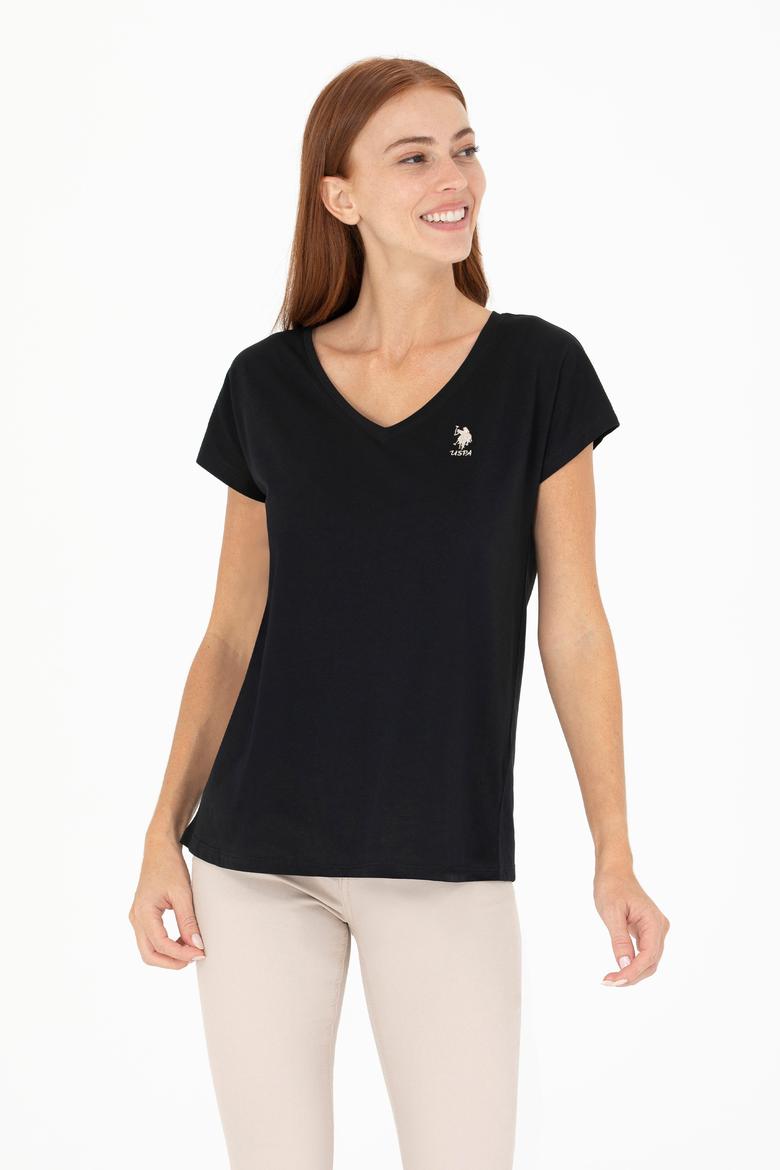 Kadın Siyah V Yaka Tişört
