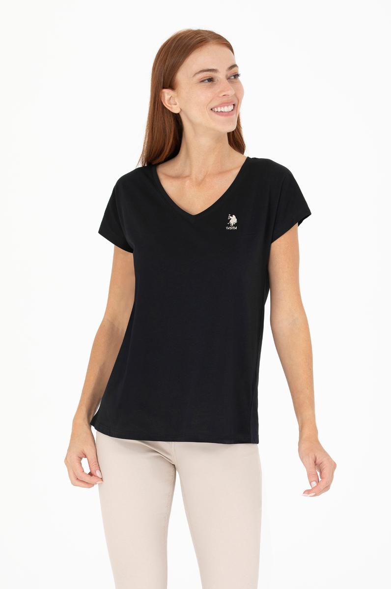 Kadın Siyah V Yaka Tişört