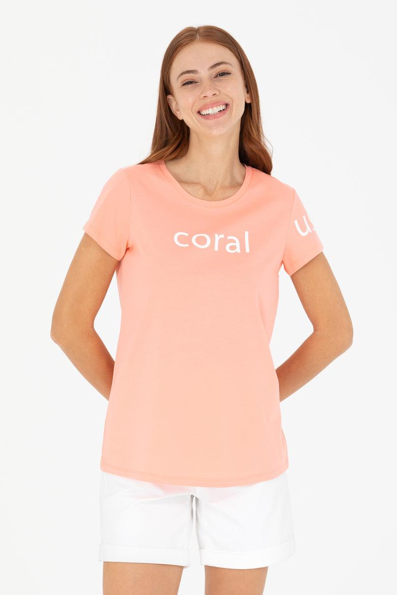 Kadın Somon Bisiklet Yaka Tişört