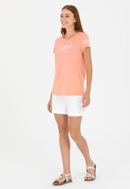 Kadın Somon Bisiklet Yaka Tişört - 50276741061