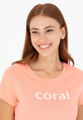 Kadın Somon Bisiklet Yaka Tişört - 50276741061