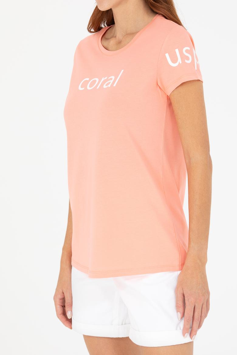 Kadın Somon Bisiklet Yaka Tişört - 50276741061