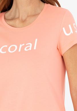 Kadın Somon Bisiklet Yaka Tişört - 50276741061