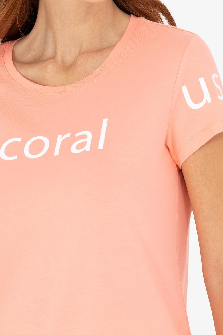 Kadın Somon Bisiklet Yaka Tişört - 50276741061