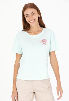 Kadın Su Yeşili Bisiklet Yaka Tişört - 50266362004