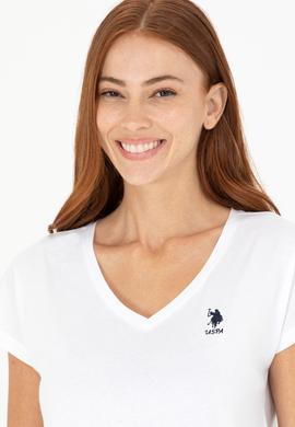 Kadın Beyaz V Yaka Tişört - 50266308103
