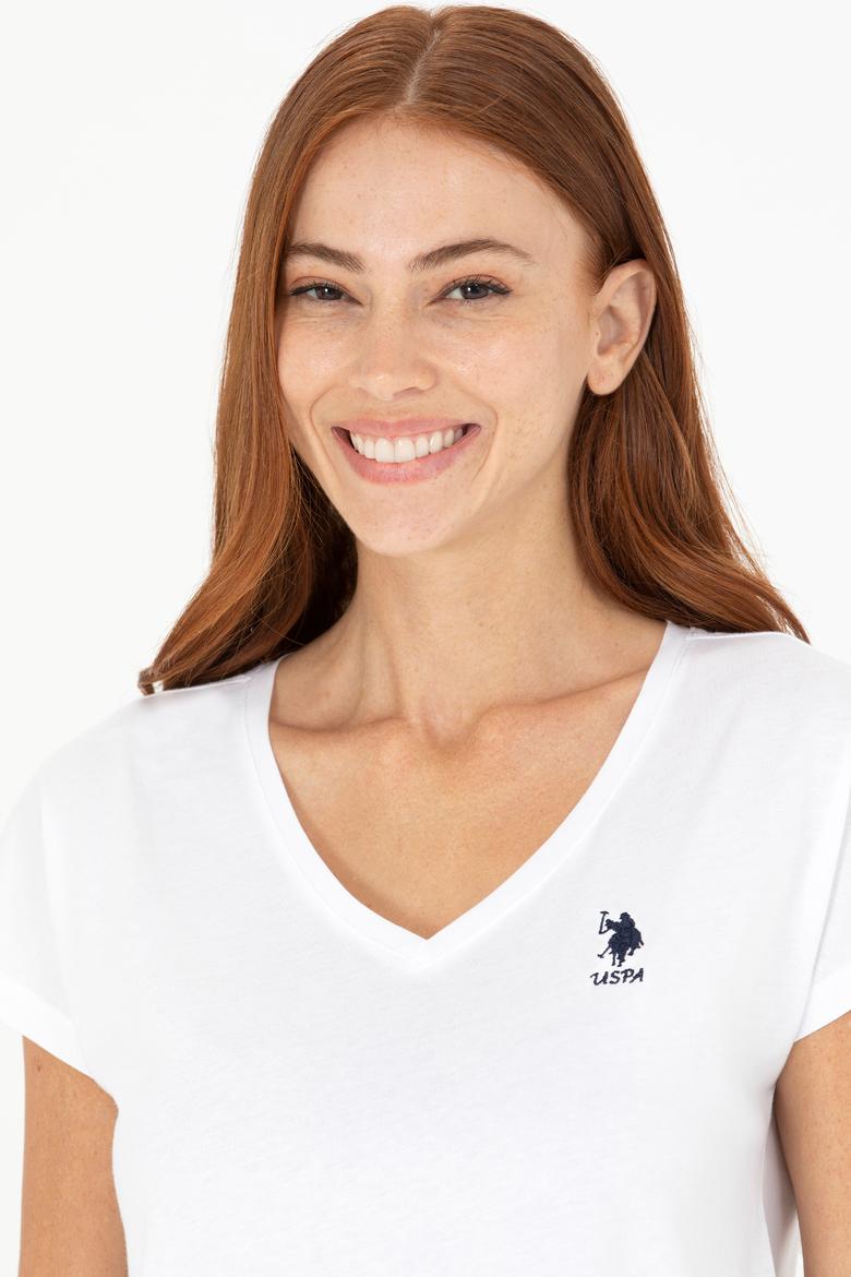 Kadın Beyaz V Yaka Tişört - 50266308103