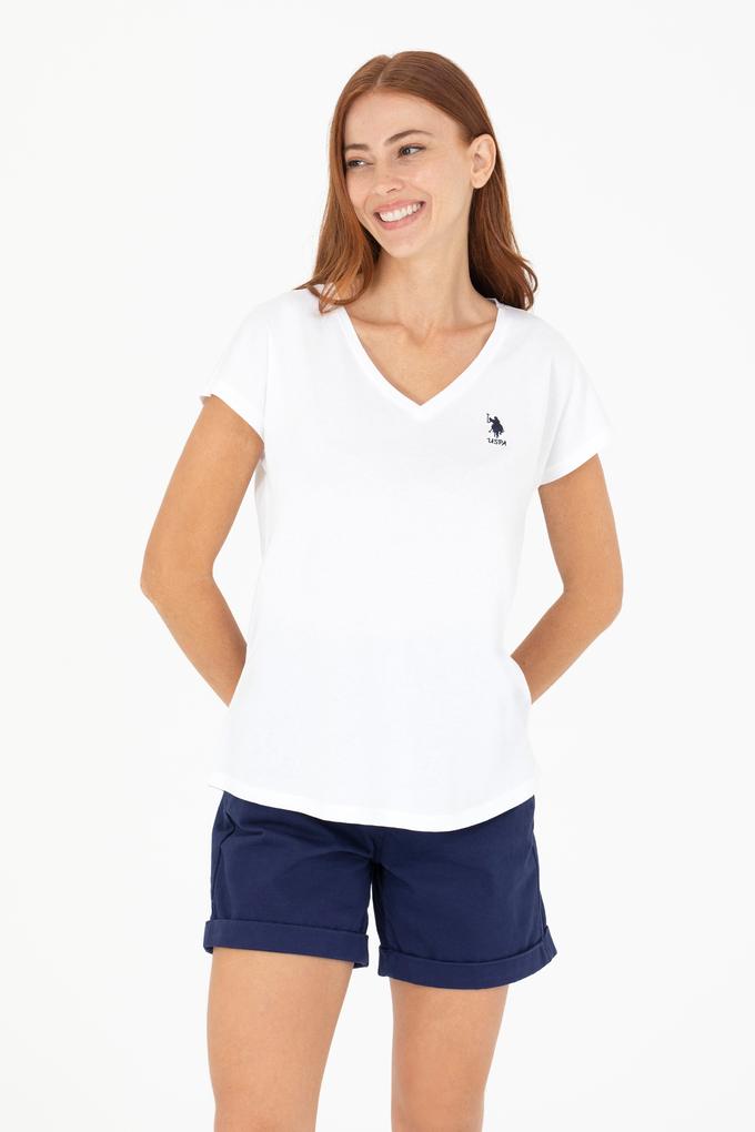 Kadın Beyaz V Yaka Tişört