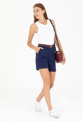 Kadın Lacivert Dokuma Şort - 50269071002