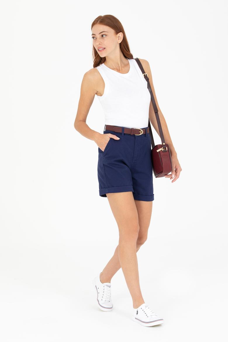 Kadın Lacivert Dokuma Şort - 50269071002