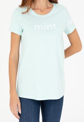 Kadın Mint Bisiklet Yaka Tişört - 50276741076