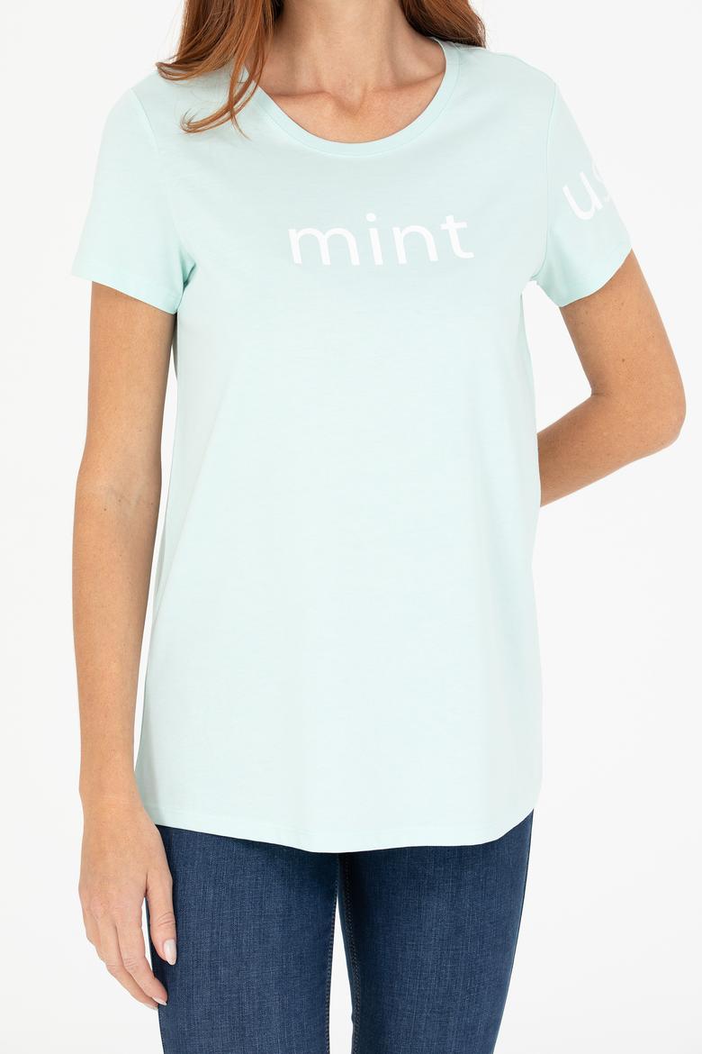 Kadın Mint Bisiklet Yaka Tişört - 50276741076