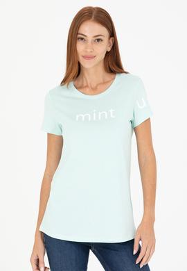 Kadın Mint Bisiklet Yaka Tişört - 50276741076