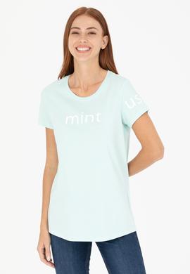 Kadın Mint Bisiklet Yaka Tişört - 50276741076