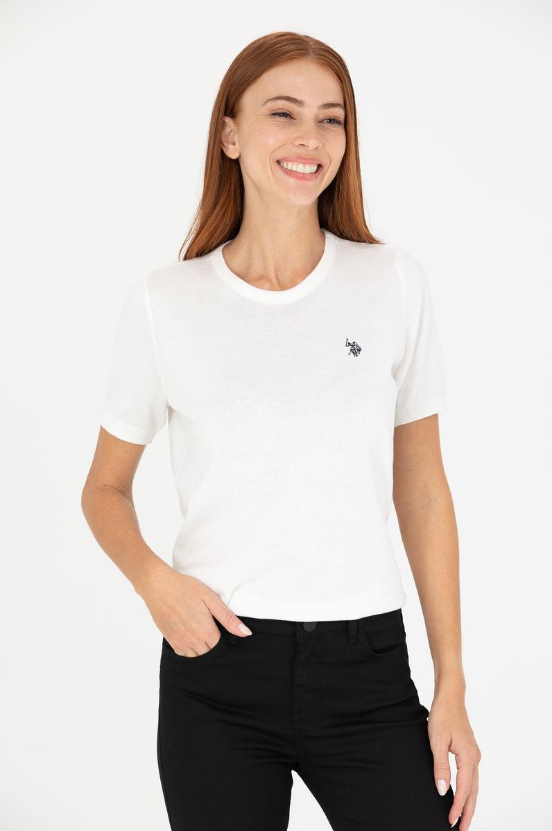 Kadın Ekru Bisiklet Yaka Kazak