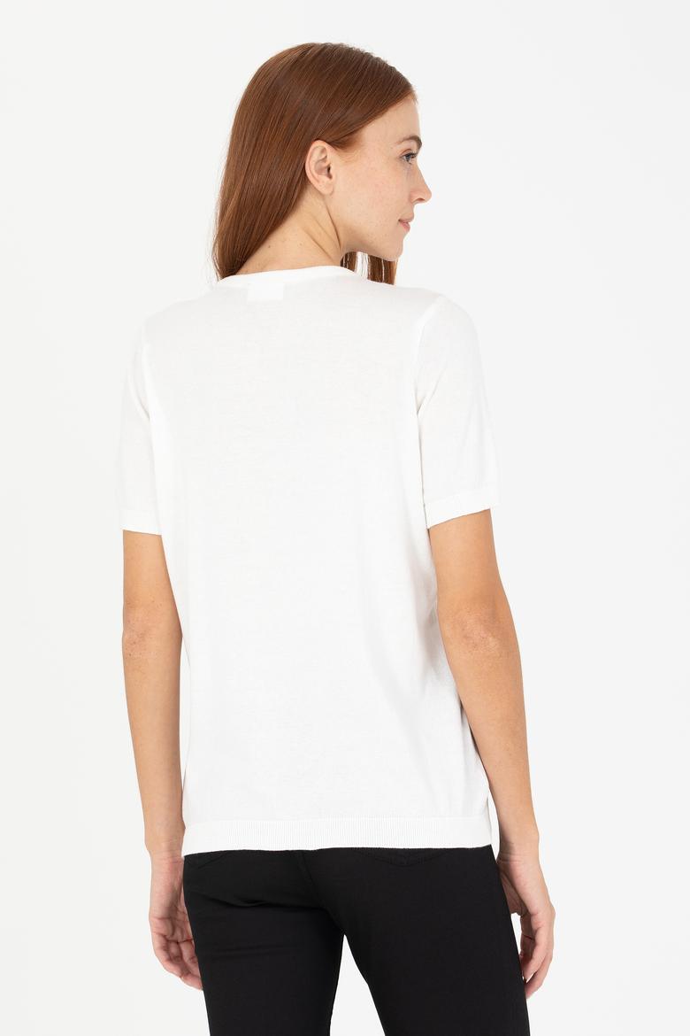 Kadın Ekru Bisiklet Yaka Kazak - 50266182008