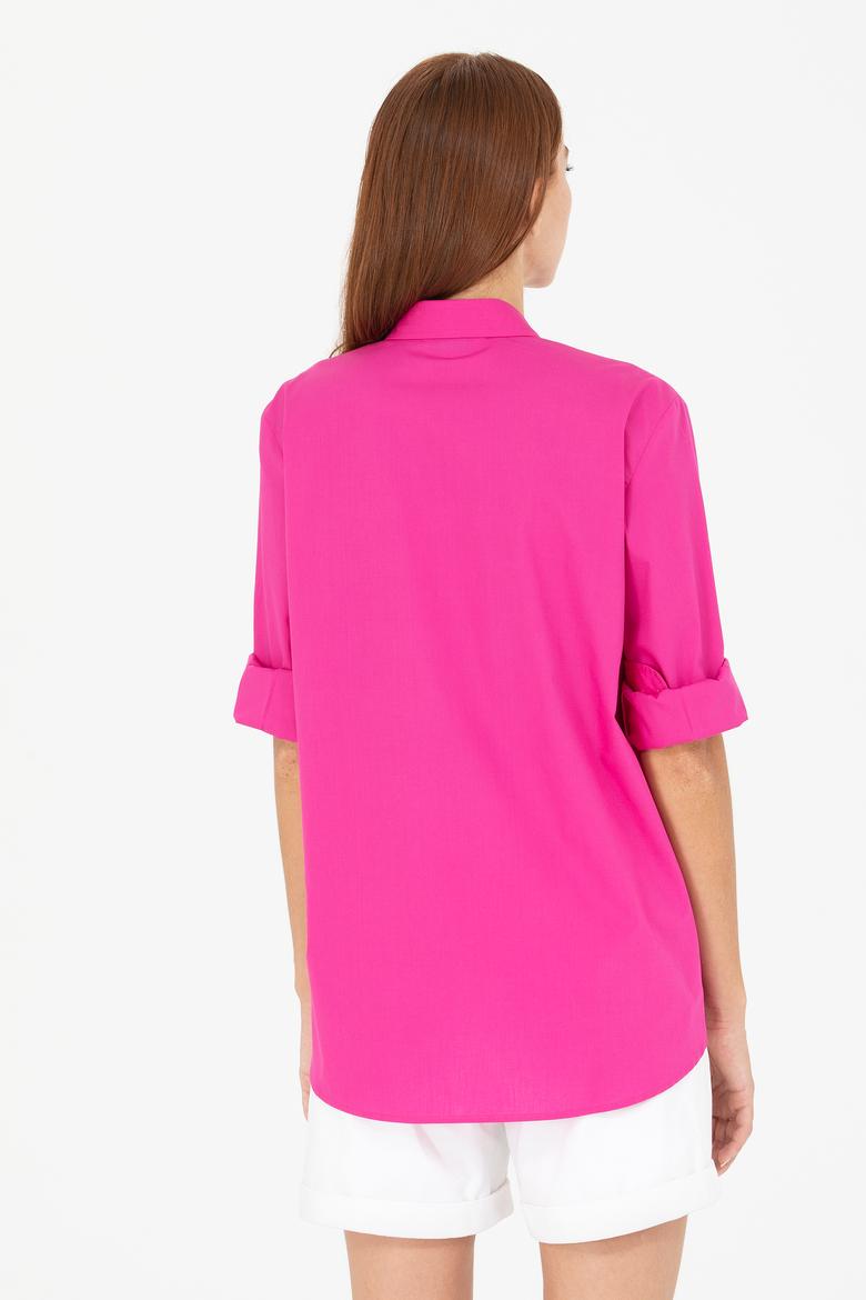 Kadın Fuşya Uzun Kollu Gömlek - 50266558036