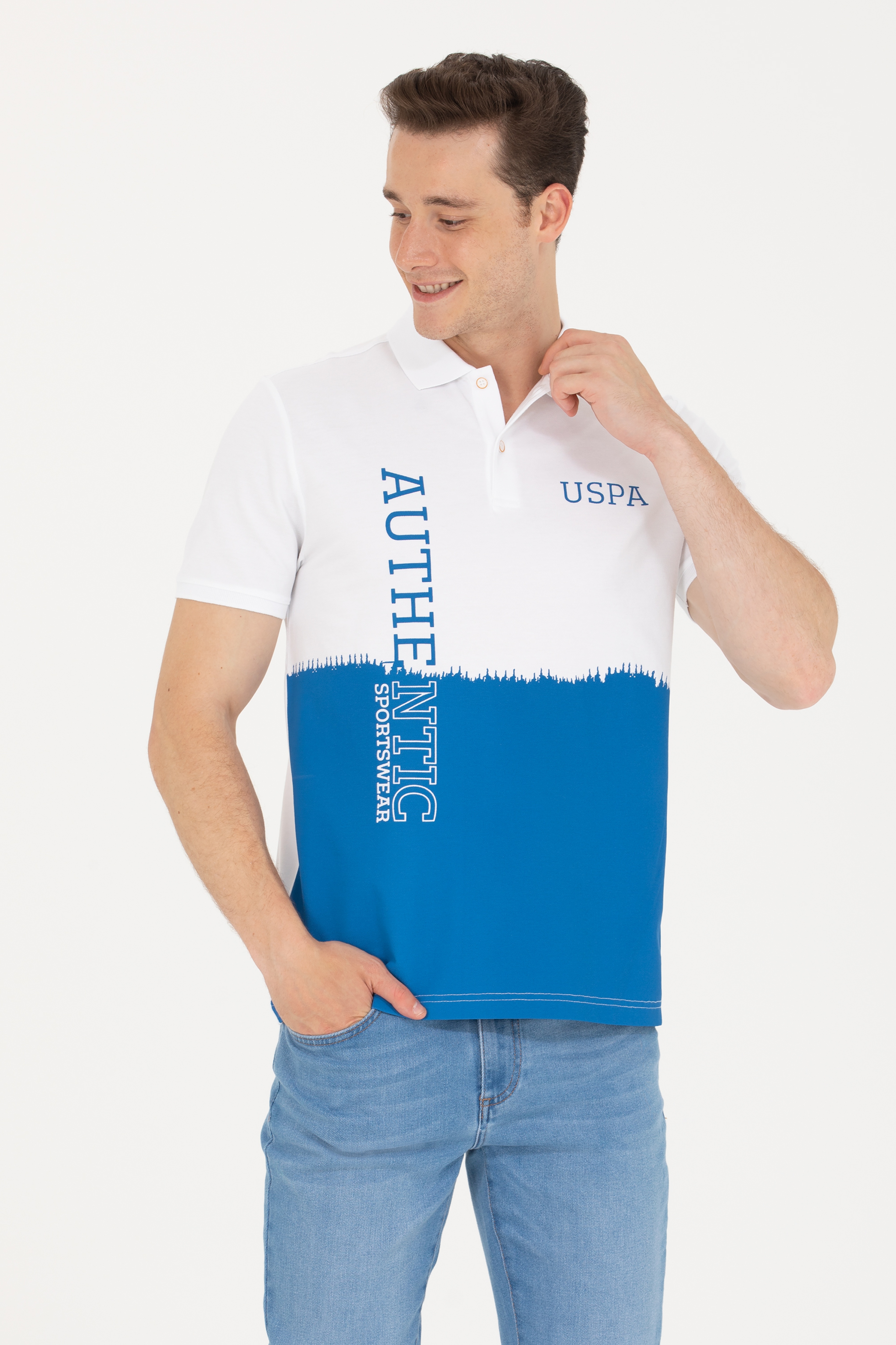 Erkek Saks Polo Yaka Tişört - Image 3