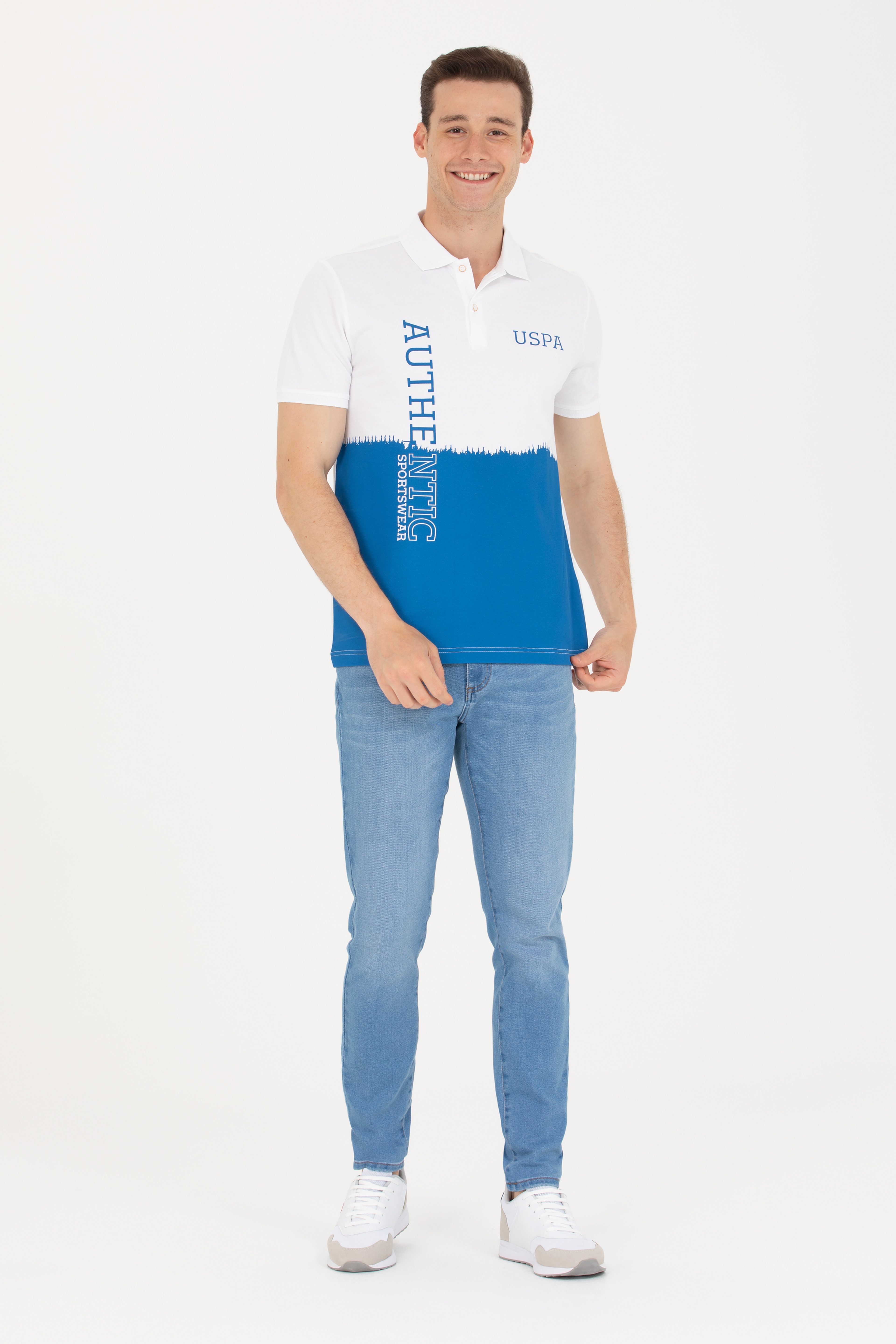 Erkek Saks Polo Yaka Tişört - Image 4