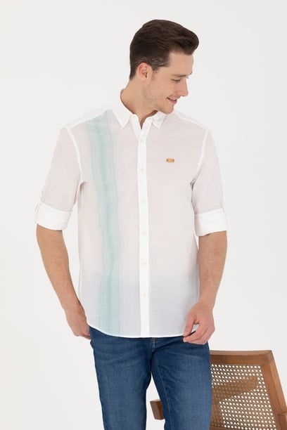 Erkek Beyaz Uzun Kollu Gömlek