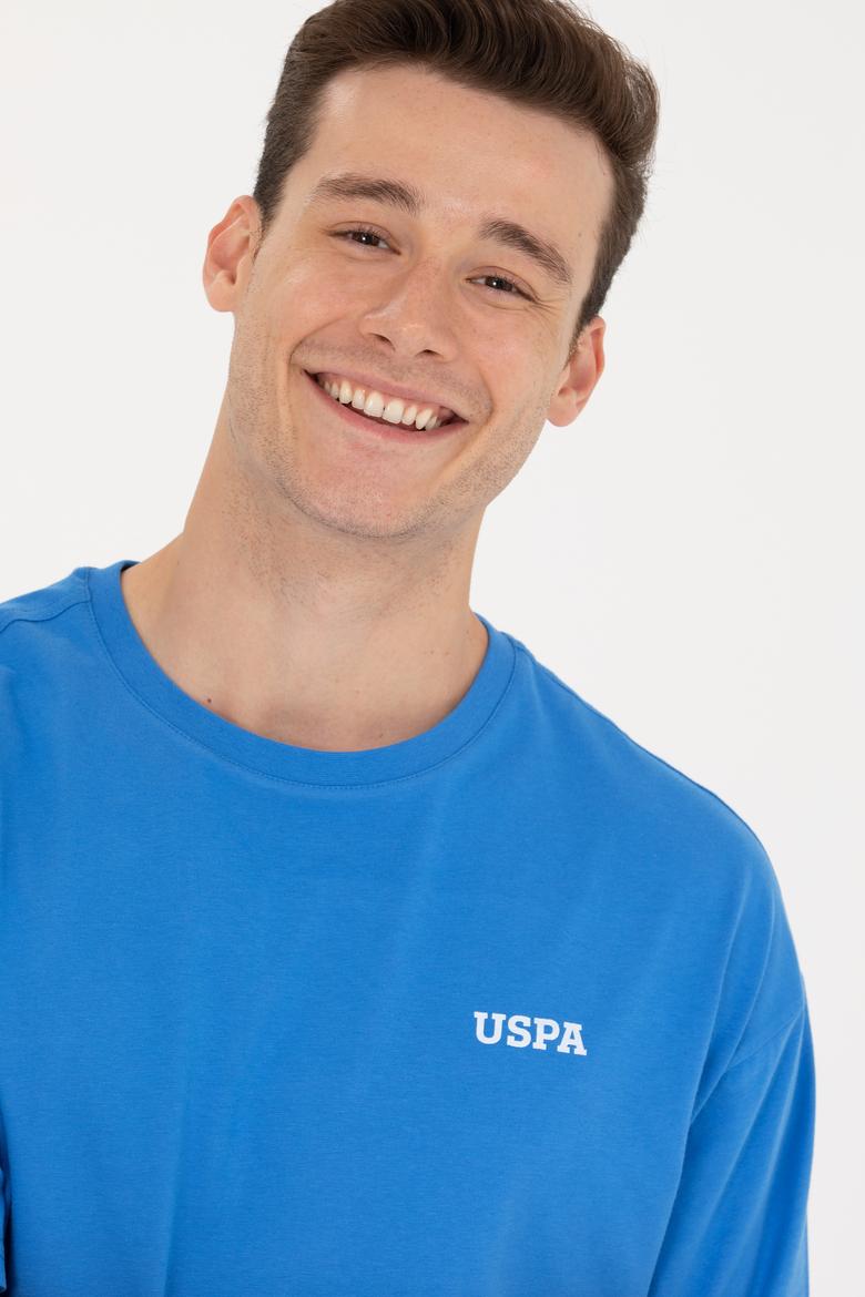 Erkek Saks Oversize Bisiklet Yaka Tişört - 50264935038