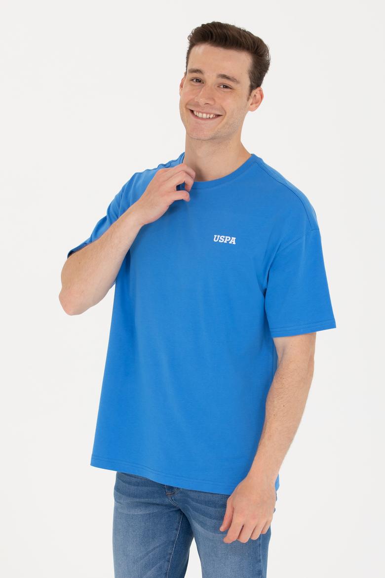 Erkek Saks Oversize Bisiklet Yaka Tişört - 50264935038