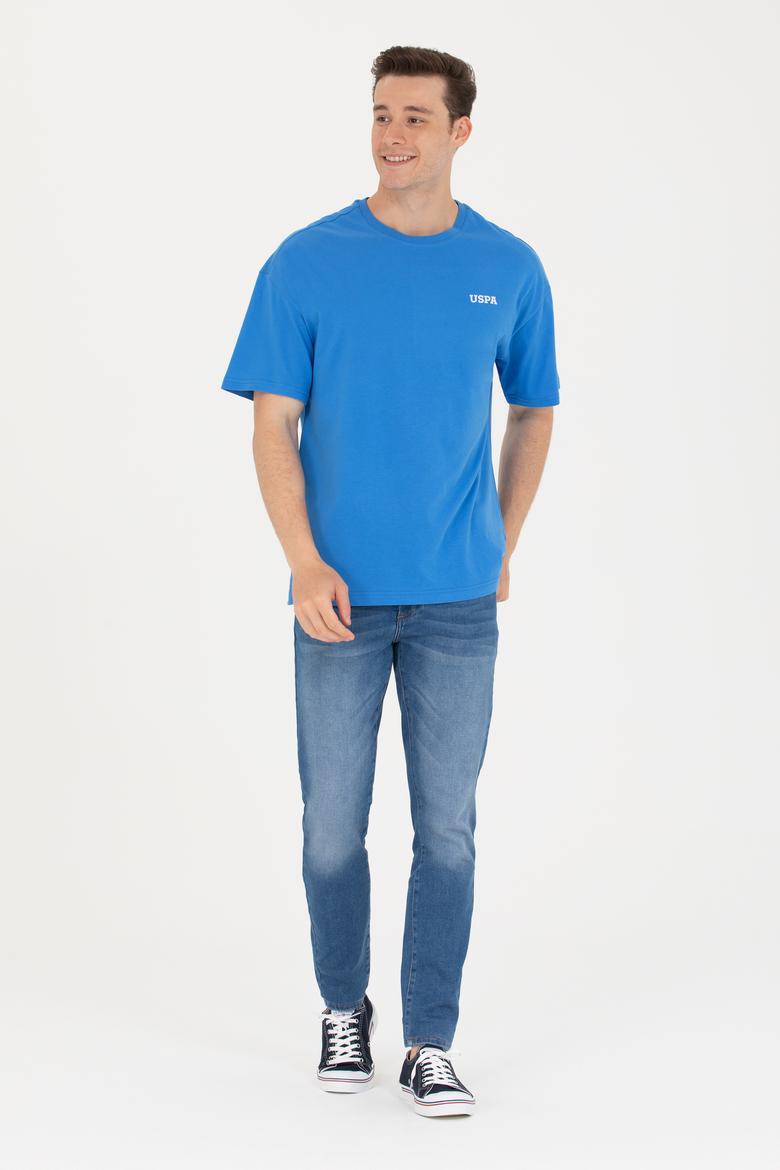 Erkek Saks Oversize Bisiklet Yaka Tişört - 50264935038