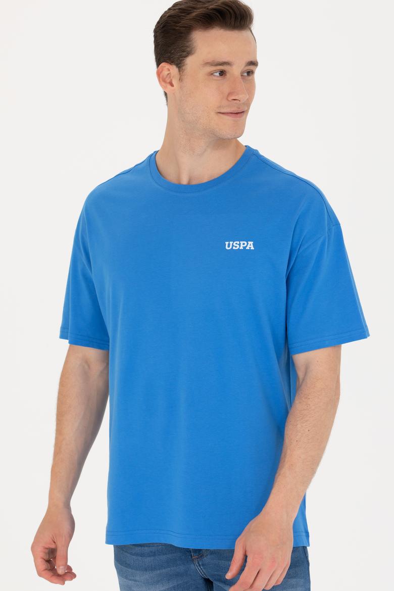 Erkek Saks Oversize Bisiklet Yaka Tişört