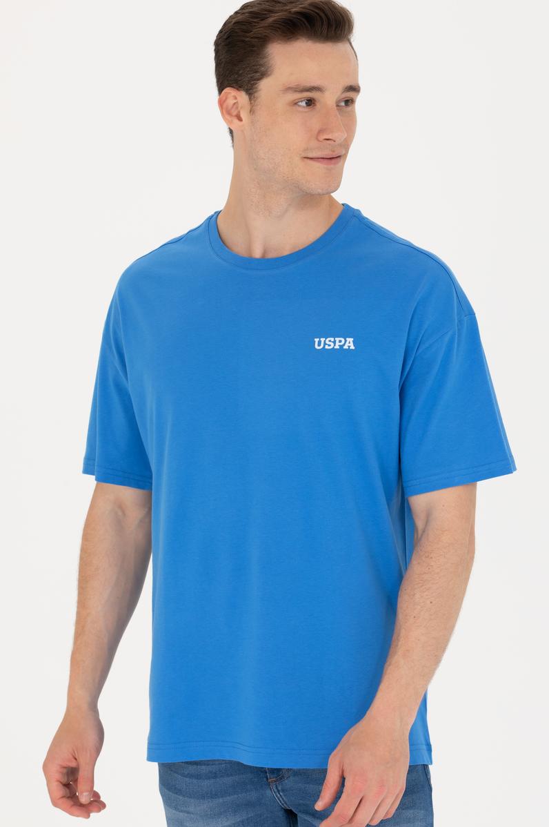 Erkek Saks Oversize Bisiklet Yaka Tişört