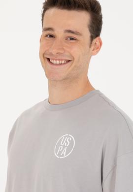 Erkek Gri Long Fit Bisiklet Yaka Tişört - 50264941028