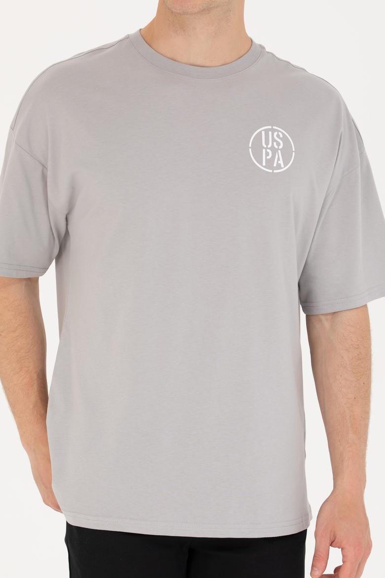 Erkek Gri Long Fit Bisiklet Yaka Tişört - 50264941028