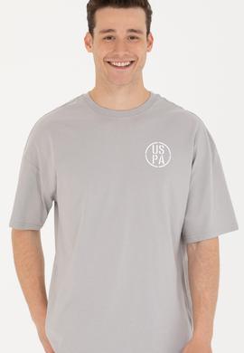 Erkek Gri Long Fit Bisiklet Yaka Tişört - 50264941028