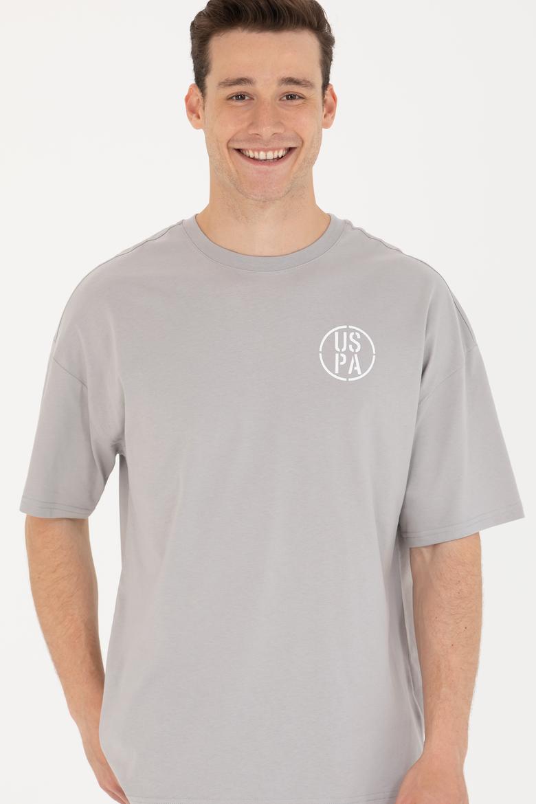 Erkek Gri Long Fit Bisiklet Yaka Tişört - 50264941028