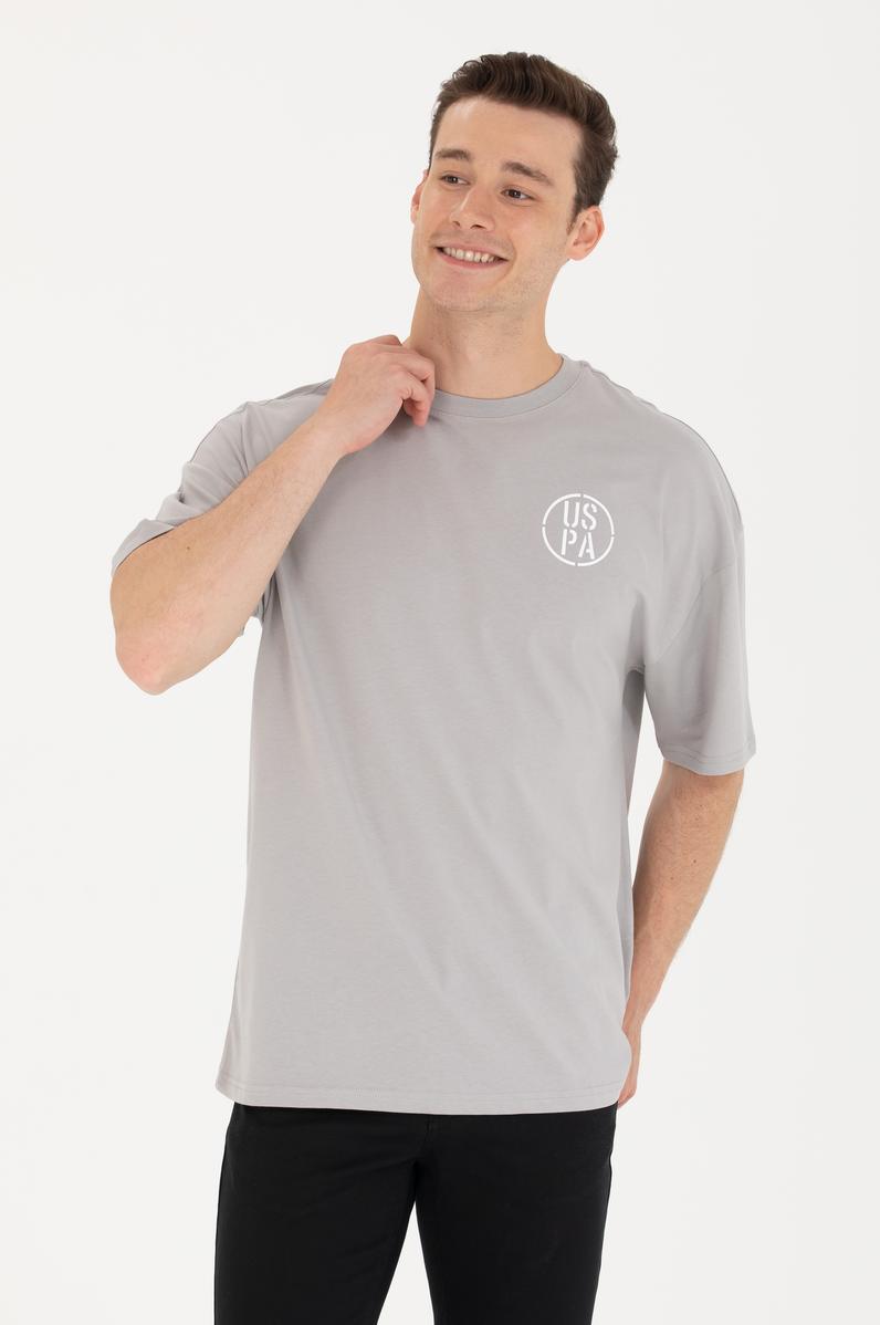 Erkek Gri Long Fit Bisiklet Yaka Tişört