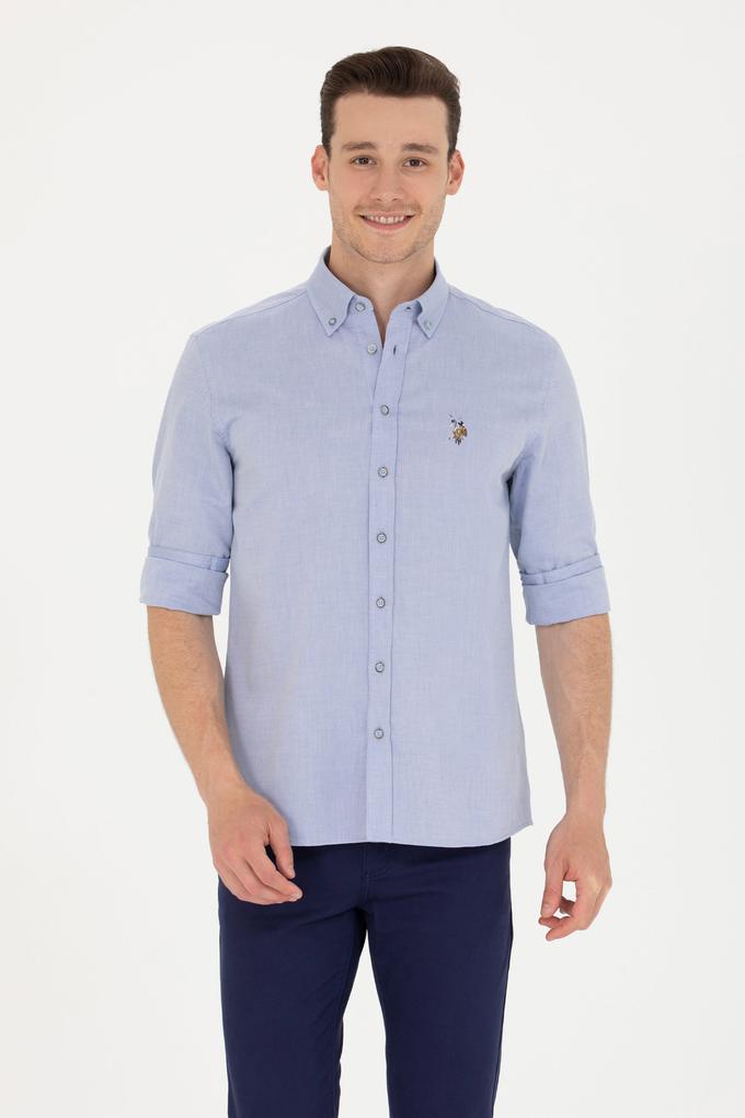 Erkek Mavi Uzun Kollu Gömlek