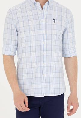 Erkek Ekoseli Mavi Gömlek - 50266126024