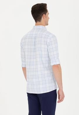 Erkek Ekoseli Mavi Gömlek - 50266126024